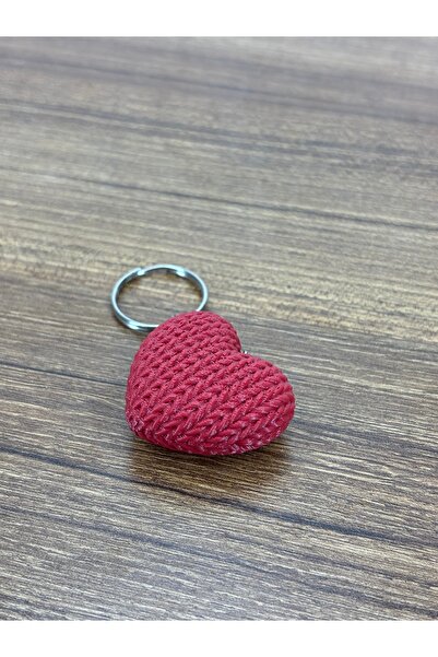 GENERAL Straw Pattern Heart Keychain