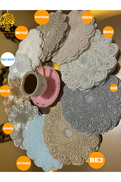 Tekstilsa Presentation Napkin, Cocktail Napkin, Coffee Side Presentation Holder, Coaster 6 Pieces Presentation Napkins Ecru