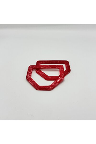 Aynalı Heksagon Akril Ručka crvena