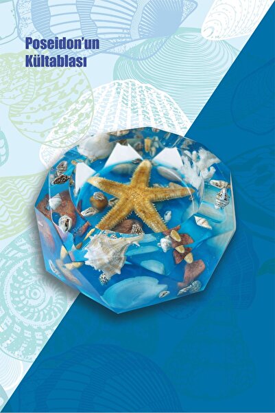 meristeed Poseidon Handmade Epoxy Cultic – Sea Themed Resin Ashtray (Blue, Star and Stone Design)