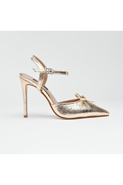 derinet Topuklu Fiyonk Aksesuarlı Kadın Abiye Ayakkabı