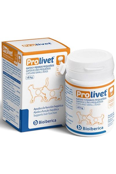 bioiberica Hepatic Nutritional Supplement for Small Dogs and Cats, Prolivet, 30 Tablets