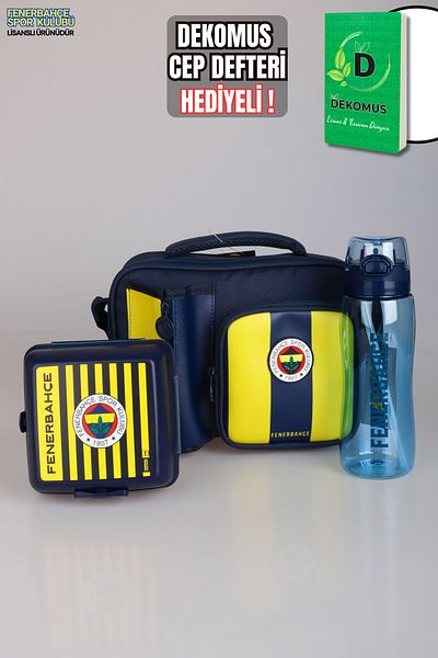 Fenerbahçe "Dekomus Pocket Notebook with Gift" New Season Licensed 3 Compartment Lunch Bag with Stick, 700