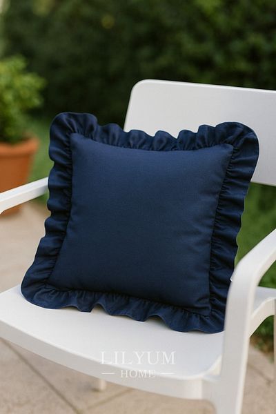 LILYUM 100% Cotton Ruffle Decorative Throw Pillow Case – 43X43 cm (1Pc)