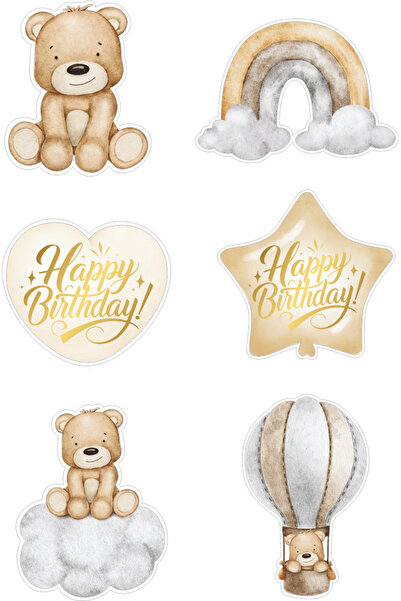 BatıDoğu Ayıcık Retro Yenilebilir Cupcake ve Pasta Resim Baskı