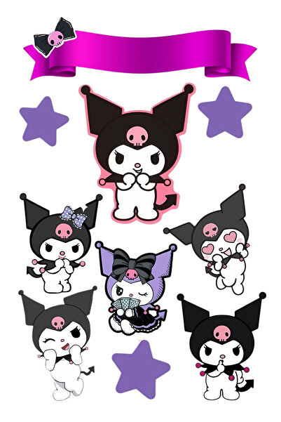 BatıDoğu Kuromi Yenilebilir Cupcake ve Pasta Resim Baskı