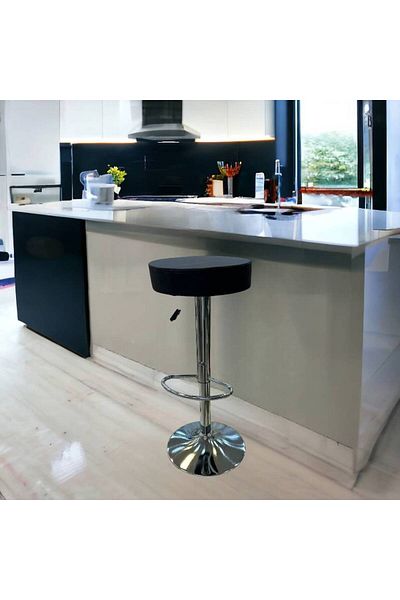 Al Saada Home Leather Rotating Bar Chair 114 x 45 x 45 cm - Black