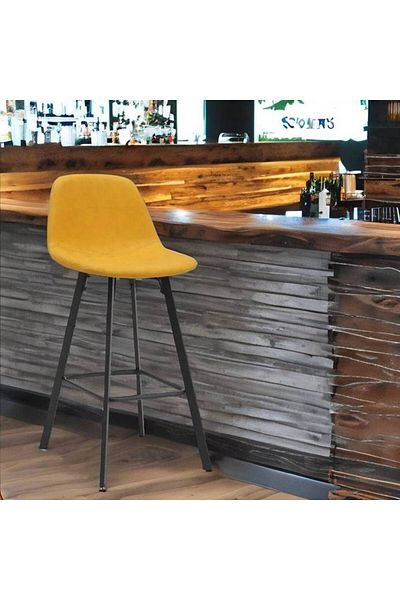 Al Saada Home Yellow Leather Bar Chair 101 x 42 x 36 cm
