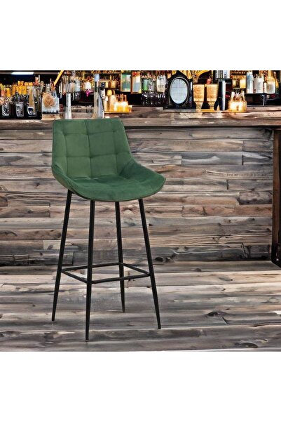 Al Saada Home كرسي بار مخملي أخضر 102 × 43 × 52 سم