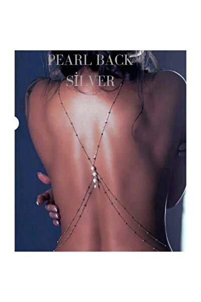 Classy Silver İnci Detaylı Top Zincir Sırt ve Vücut Aksesuarı | Ayarlanabilir Sırt & Göğüs Aksesuarı