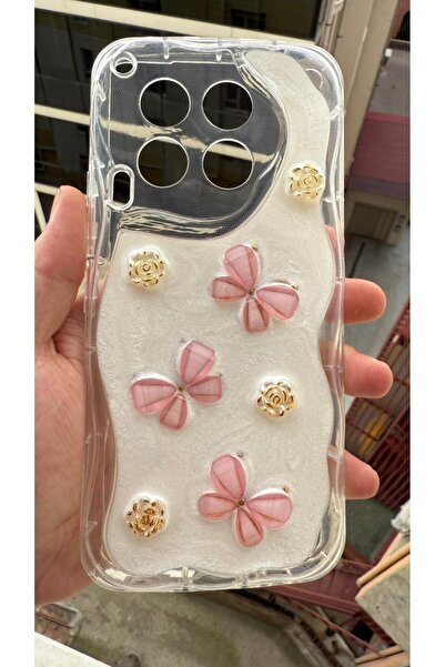 Rivor Tecno Camon 30 Uyumlu Kılıf Kamera Korumalı Kelebek Ve Çiçek Kabartmalı Premium Kapak