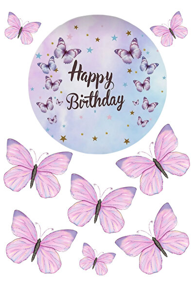 BatıDoğu Kelebek Yenilebilir Cupcake ve Pasta Resim Baskı