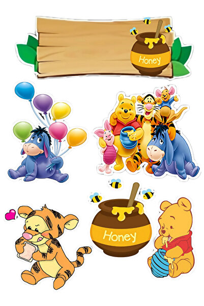 BatıDoğu Winnie The Pooh Yenilebilir Cupcake ve Pasta Resim Baskı