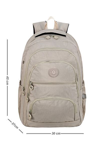 shopshop Unisex Beige Crinkle Waterproof Fabric Ultra Light Middle School High School and Above School Backpack