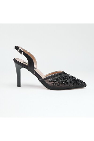 derinet Kısa Topuk Boncuk Aksesuarlı Kadın Abiye Ayakkabı