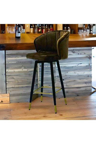 Al Saada Home Brown Swivel Velvet Bar Chair 104 x 50 x 42 cm