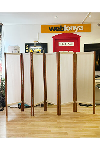 Weblonya Seperatör Ahşap Paravan 6 Kanatlı Ara Bölme Dekoratif 5396