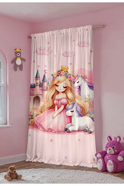 EVPANYA Unicorn Princess Patterned Children's Baby Room Background Curtain (Single Wing Pricing)
