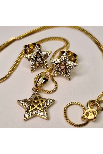 My Bijoux Set cercei si colier Delia placat cu aur de 18k