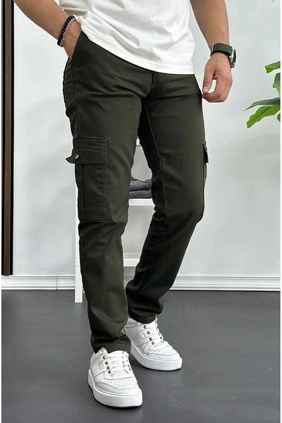 LORDA GİYİM Men's Side Pocket Cargo Pants Buttoned Lycra Flexible Commando