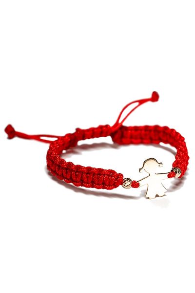 MANAVA Children's Gold Bracelet with 14k Girl Pendant and 2 Gold Balls 14k