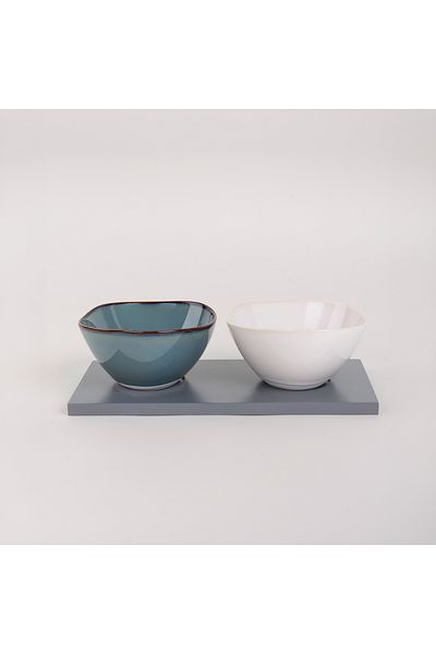 LA MESA multicolor durable porcelain serving bowl set 2 PCS