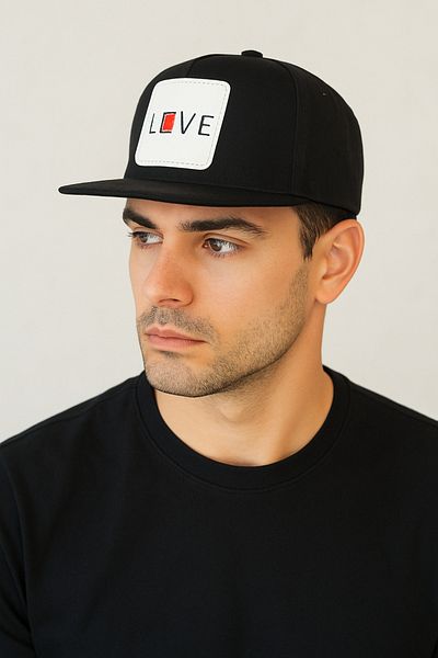 CosmoOutlet Men's Love Written Adjustable Hip Hop Model Black Hat
