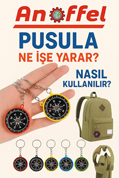 Anoffel بوصلة سلسلة مفاتيح ملونة 6 قطع بوصلة صغيرة للمدرسة التجريبية بوصلة جيب بوصلة مغناطيسية بلاستيكية