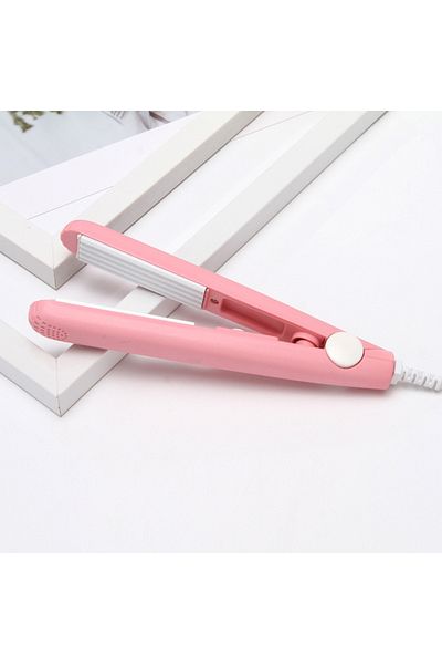 OEM 2-in-1 mini ceramic curling iron for hair straightening, Pink