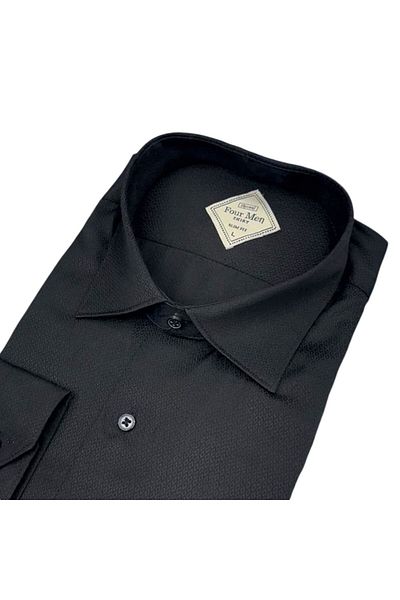 GÖMLEK GALERİSİ Slim Fit Slim Fit Plain Dobby Long Sleeve Men's Shirt