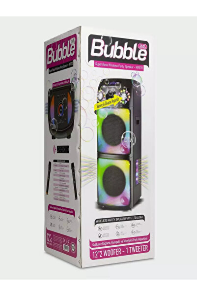Subzero WR170 12″×2 100W Bluetooth Müzik Kutusu | 2 Kablosuz Mikrofon & Kumandalı RGB Işıklar