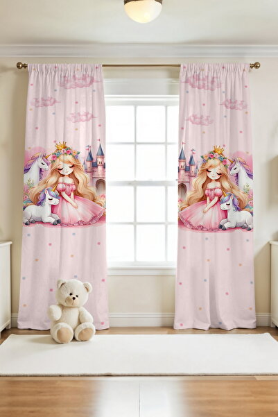 EVPANYA Unicorn Princess Patterned Children's Baby Room Background Curtain (Single Wing Pricing)