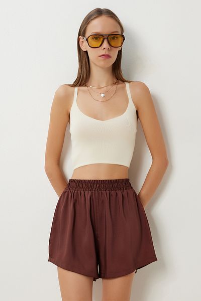 Lovelyİstanbul Pantaloni scurți Mini Satin Surface LFG0096 MARO