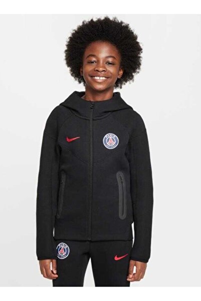 Nike Paris Saint-Germain Tech Fleece Fz siyah Çocuk Sweatshirt