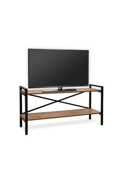 GUİMO Metal Ayaklı 2 Raflı ahşap geniş kullanımlı TV Ünitesi 120x61x35 cm – C...