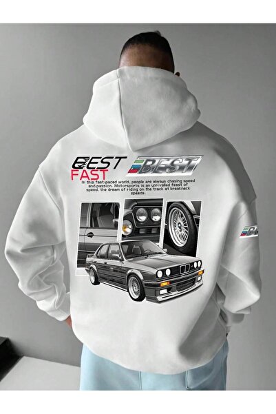 PERISENSE سويت شيرت أبيض للرجال سميك من الداخل مع قماش صوف سريع الطباعة مقاس ...