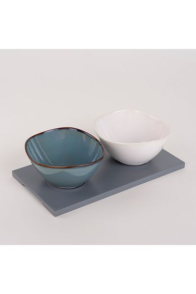 LA MESA multicolor durable porcelain serving bowl set 2 PCS