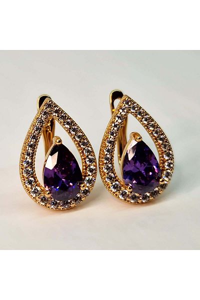 My Bijoux Francesca Mauve Earrings Plated with 18k Rose Gold