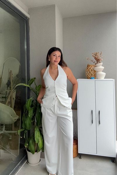 Güneş Halter Neck Vest Palazzo Suit – Cles Couture