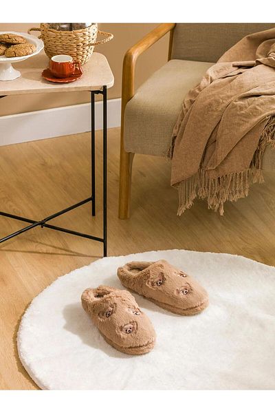 LC Waikiki LCW HOME Papuci de casă pentru femei din pluș brodat Urs Teddy (W5)
