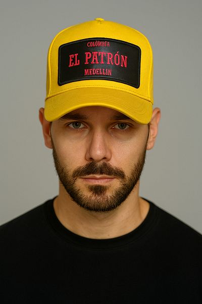 CosmoOutlet Men's Colombia El Patron Written Adjustable Cap Model Yellow Red Hat