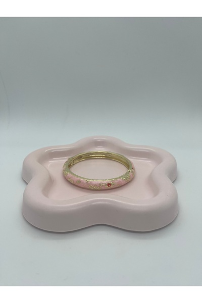 SOFT pembe mineli bilezik kelepçeli paslanmaz çelik