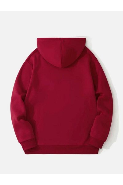 Hunors Sportswear & Company Bronklyn Printed Red Hooded Sweatshirt