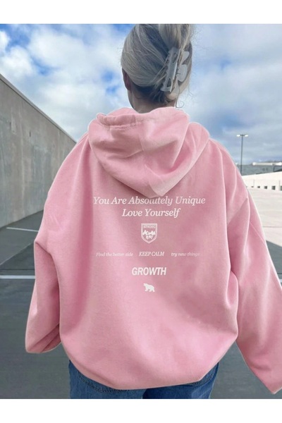 PERISENSE Unisek Grovth Sırt Baskılı Oversize Kapüsonlu dukserica