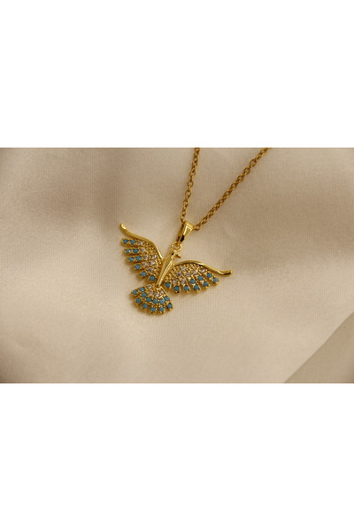 EVA PEDRA ANKA KUŞU GOLD TAŞ DETAYLI ŞANS KOLYESİ