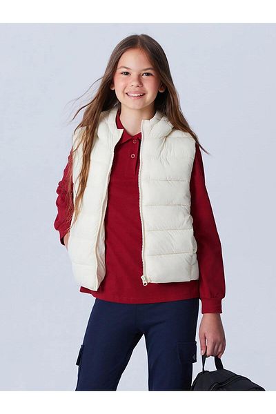 LC Waikiki Lcw Kids Girl's Puffer Vest with Hood (W5)