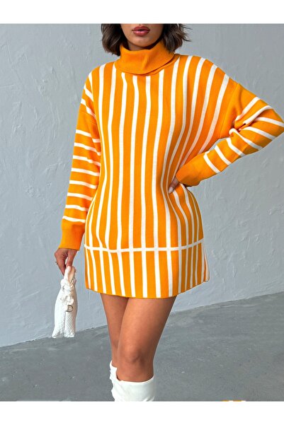 Nosia Women's Turtleneck Striped Knitwear Tunic