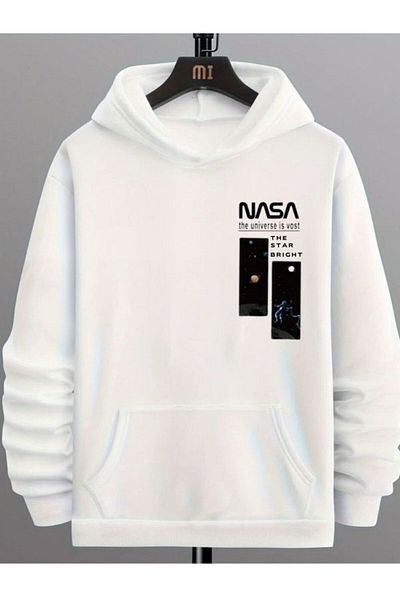Hunors Sportswear & Company Hanorac oversize pentru bărbați din bumbac cu glugă cu imprimeu NASA The Star