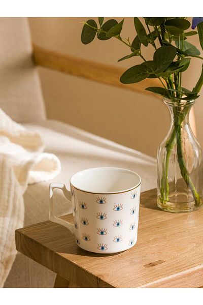 LC Waikiki Lcw Home Mixed Eye Printed Porcelain Mug 360 ml (W5)