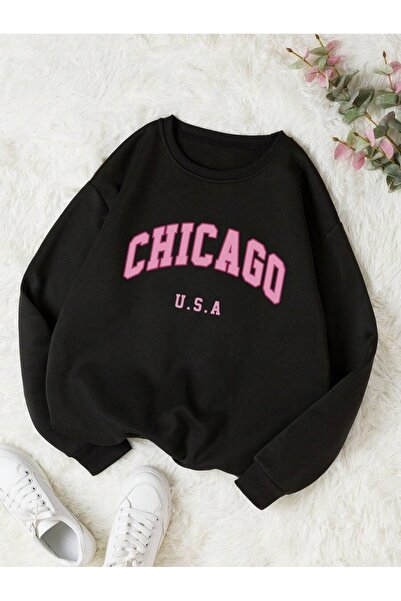 kahire Hanorac oversize cu imprimeu Chicago SUA unisex